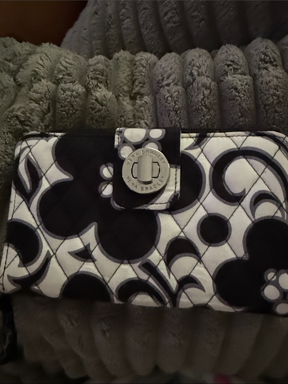 Vera Bradley Black & White Quilted Floral Zip Wallet